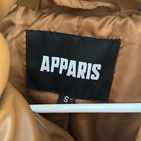 Apparis Brown Leather Puff Coat - Picture 6 of 9